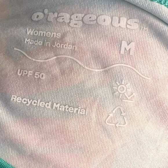 O'rageous Rash Guard Green Floral Long Sleeve Crop Top -‎ Green UPF-50 Women's M - Picture 4 of 4